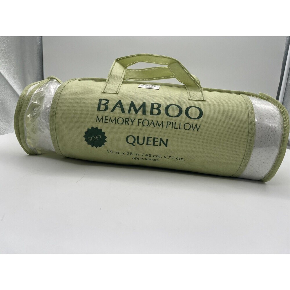 Memory Foam Bamboo Pillow Queen Size Cool & Breathable Cover w Zipper Rayon